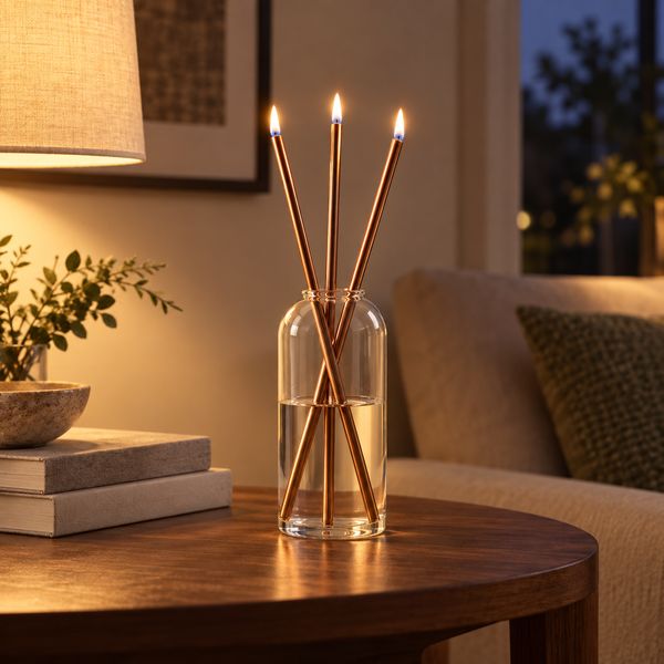 The Eternal Candle lit on a side table