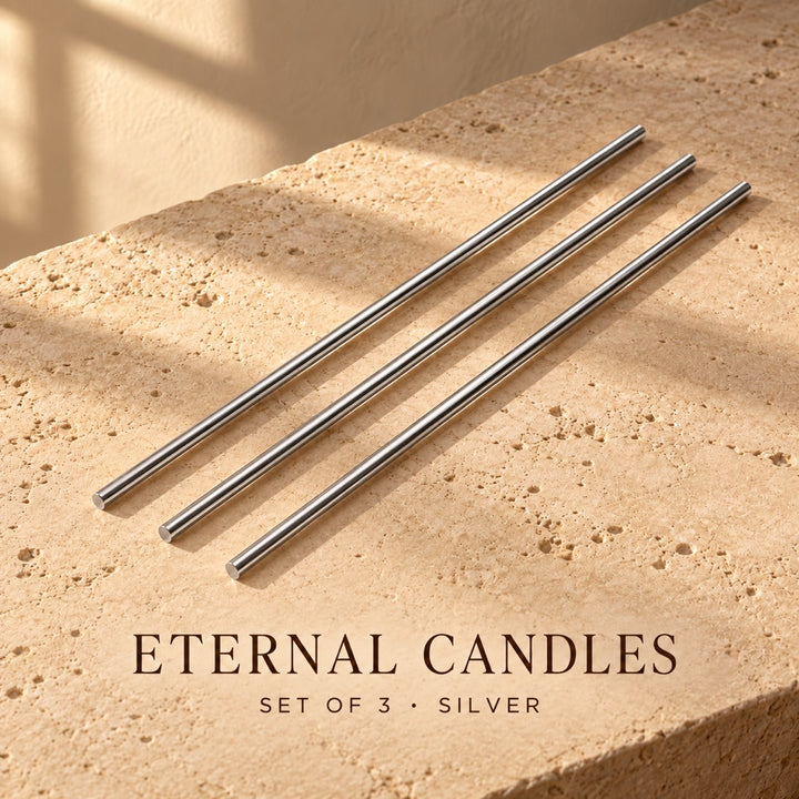 Azhara Eternal Candle Sticks, set of 3 in silver. Candles only.