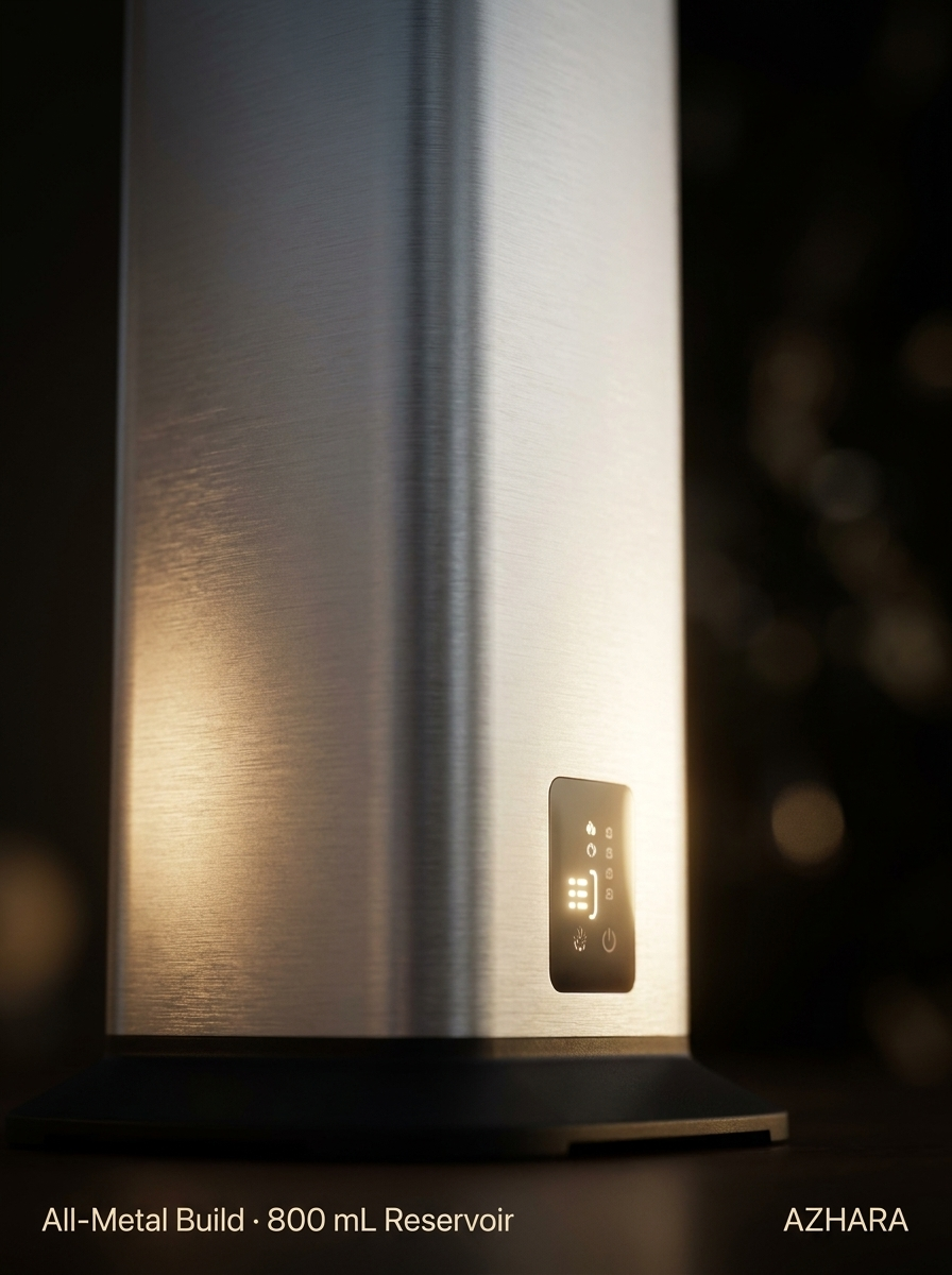 Stelo XL brushed metal detail — all-metal build, 800 mL reservoir